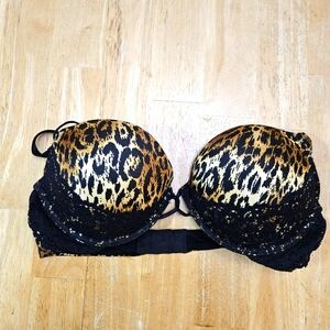 Victorias Secret Miraculous Plunge Bra, animal print & lace 36B